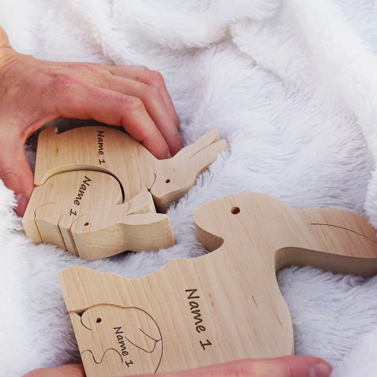 Puzzle en bois Famille Lapins de Pâques - Puzzle en bois Famille Lapins de Pâques personnalisé pour Pâques