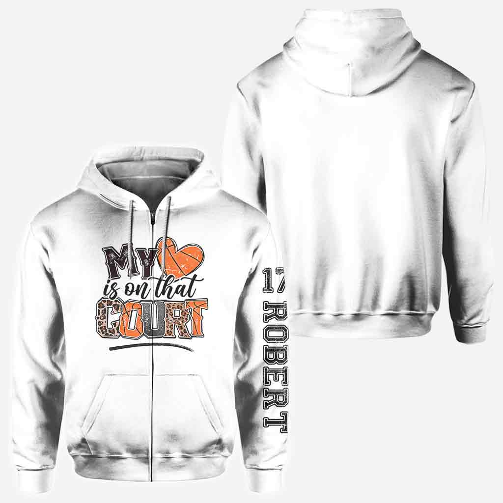 My Heart Is On That Court Basketball Mom - Personalized Basketball All Over Shirt