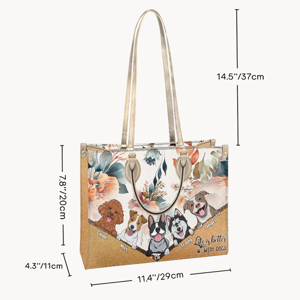 La vie est plus belle avec un chien - Sac à main en cuir personnalisé pour chien