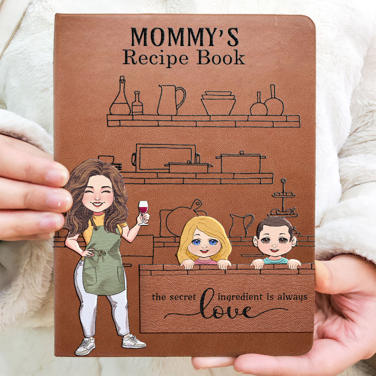 Carnet de recettes de maman/grand-mère/Alice... - Journal en cuir personnalisé pour maman