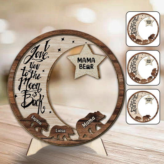 Plaque en bois personnalisée « Maman Ours » (titre au choix) - Panneau en bois double couche - Personnalisation possible