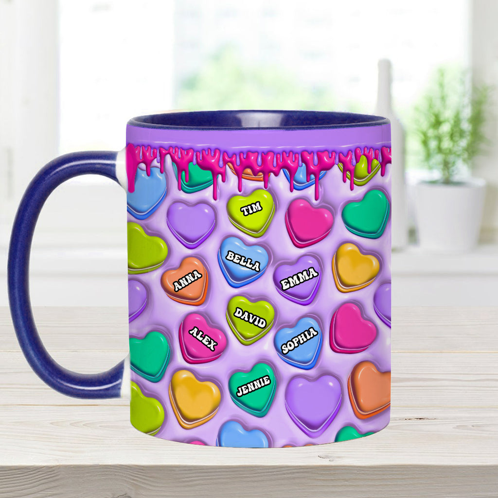 Touche ce cœur, je t'aime mamie, mamie, mamie, maman - Mug personnalisé pour maman