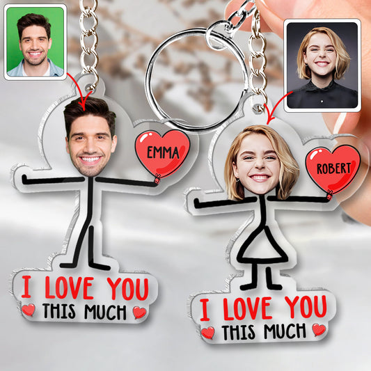 Porte-clés photo personnalisé « Je t'aime tellement » pour couples - Porte-clés transparent personnalisé pour couples