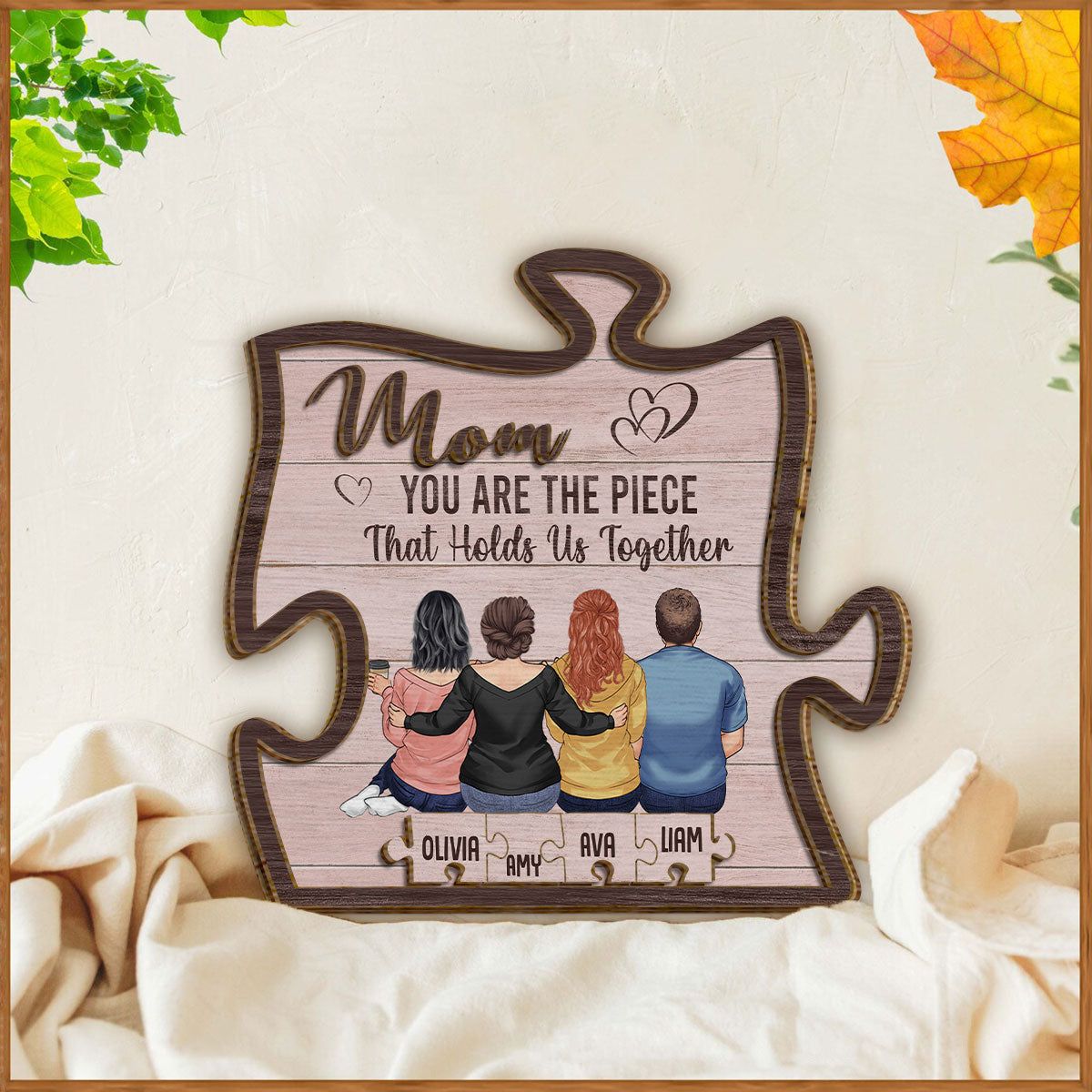 Tu es le pilier de notre couple - Plaque en bois personnalisée « Maman » à 2 couches