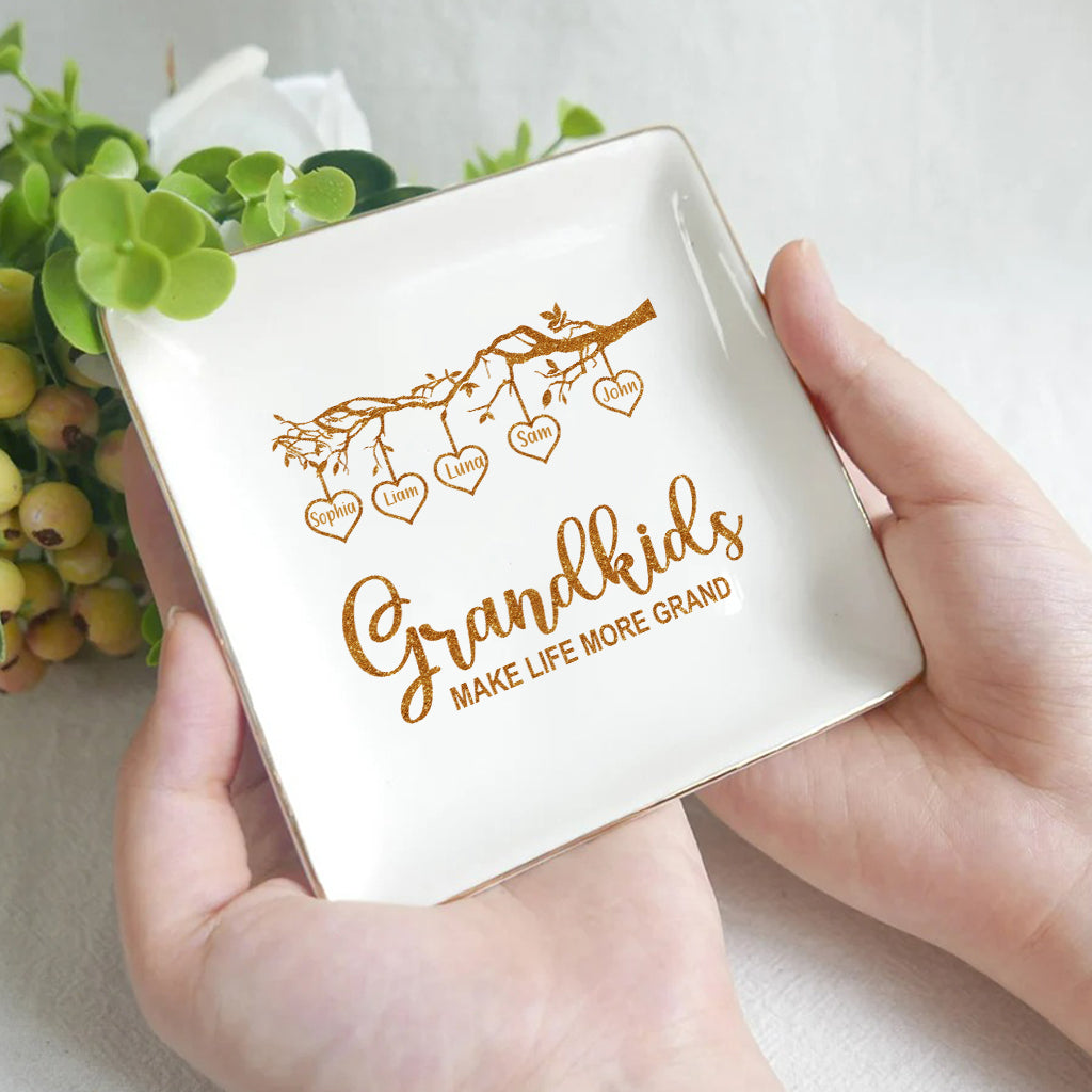 Grandkids Make Life More Grand - Personalized Grandma Jewelry Dish