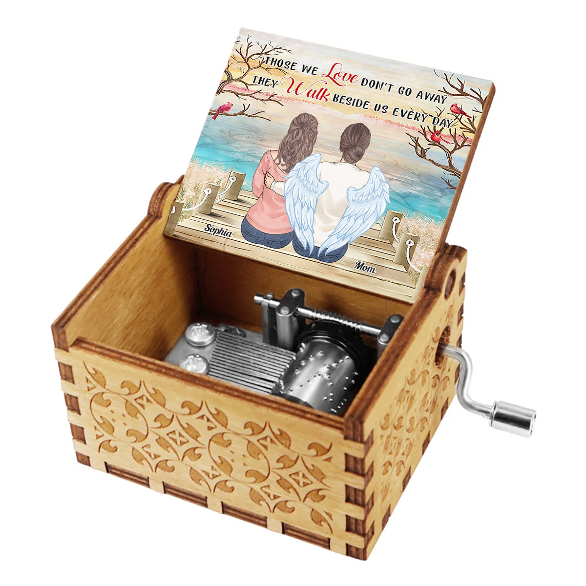 Those We Love Don't Go Away - Personalized Memorial Hand Crank Music Box