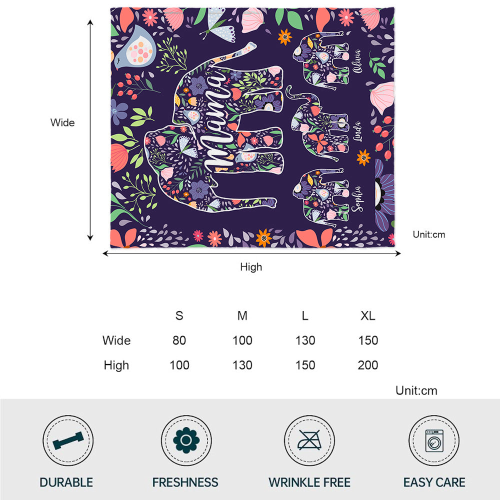Elephant Mom - Personalized Mother Blanket