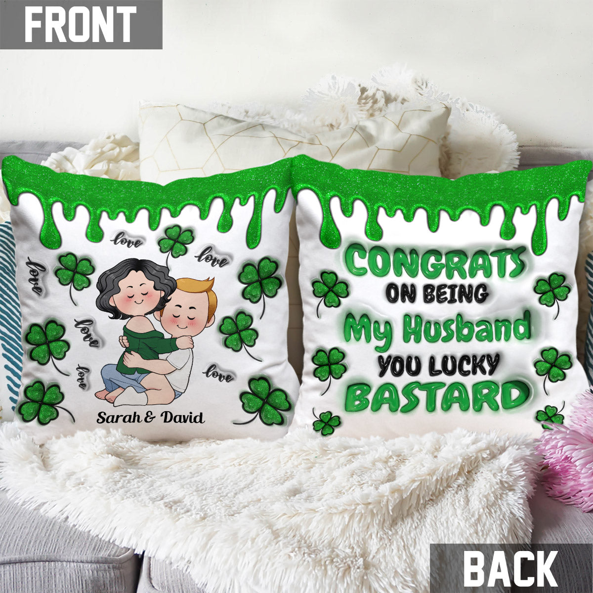 Félicitations pour être mon mari ! - Coussin décoratif personnalisé pour couple