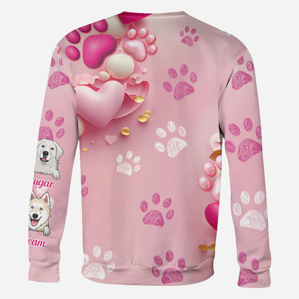 Dog Cat Mama Fur Mom 3D Pink Heart - Personalized Dog All Over Shirt