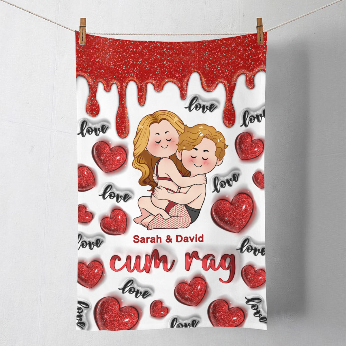Je t'aime - Serviette personnalisée pour couple