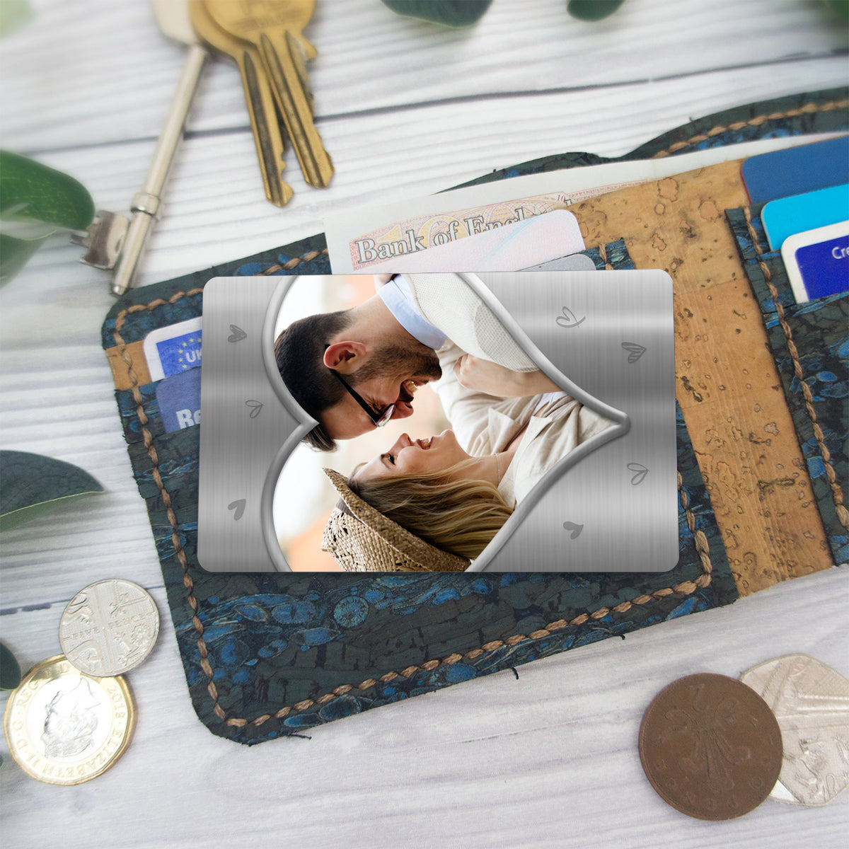Petit rappel : Téléchargez une photo - Carte personnalisée pour portefeuille de couple