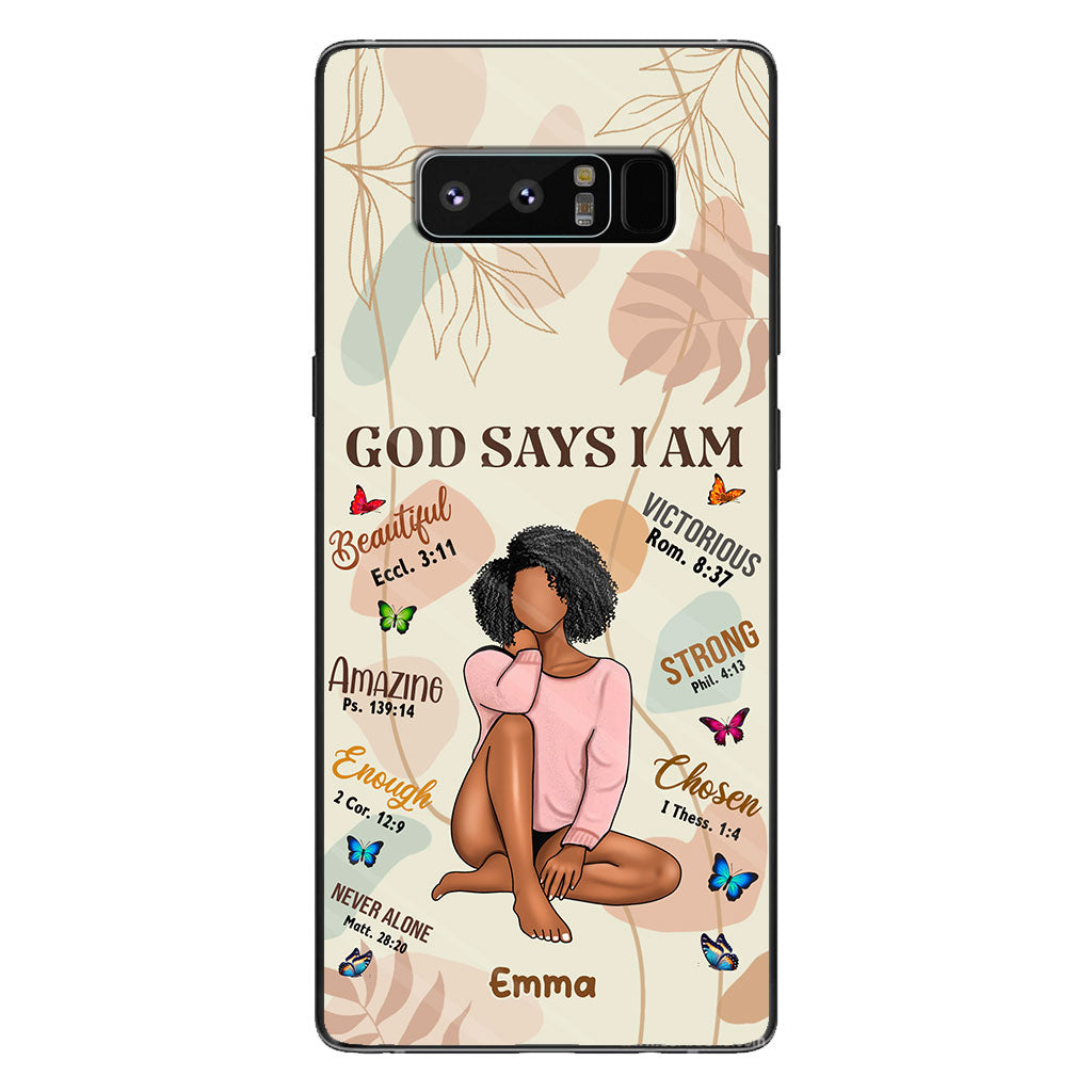 God Says I Am - Personalized African American Phone Case