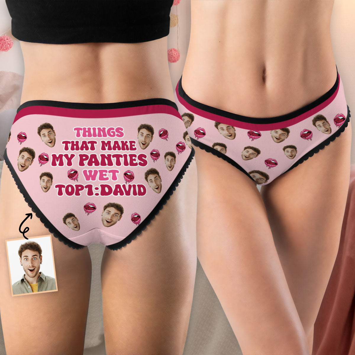 Culotte mouillée - Culottes personnalisées pour couples avec bordure en dentelle