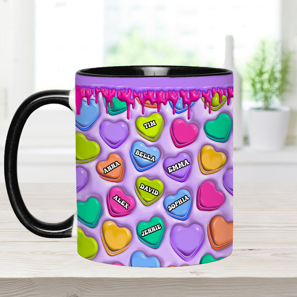 Touche ce cœur, je t'aime mamie, mamie, mamie, maman - Mug personnalisé pour maman