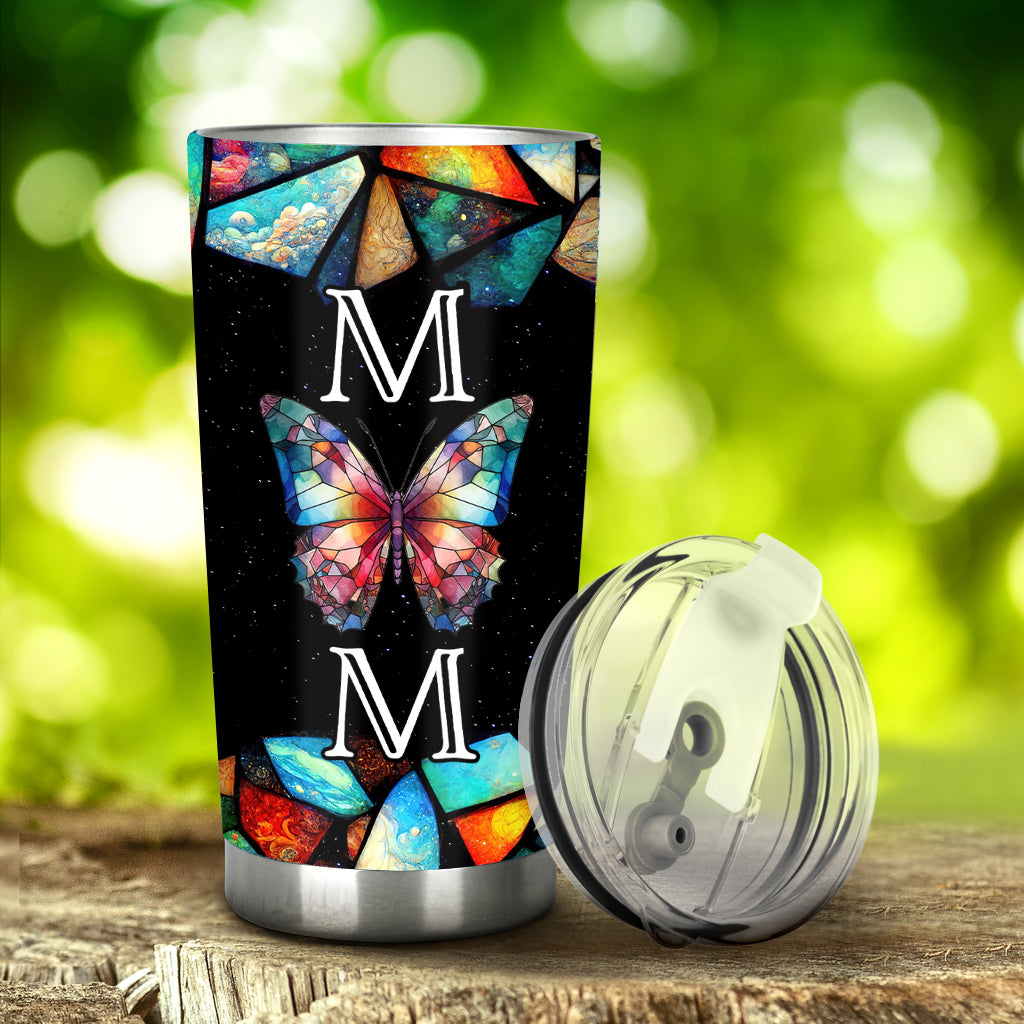 Gobelet personnalisé « Maman Papillon » à motif vitrail coloré