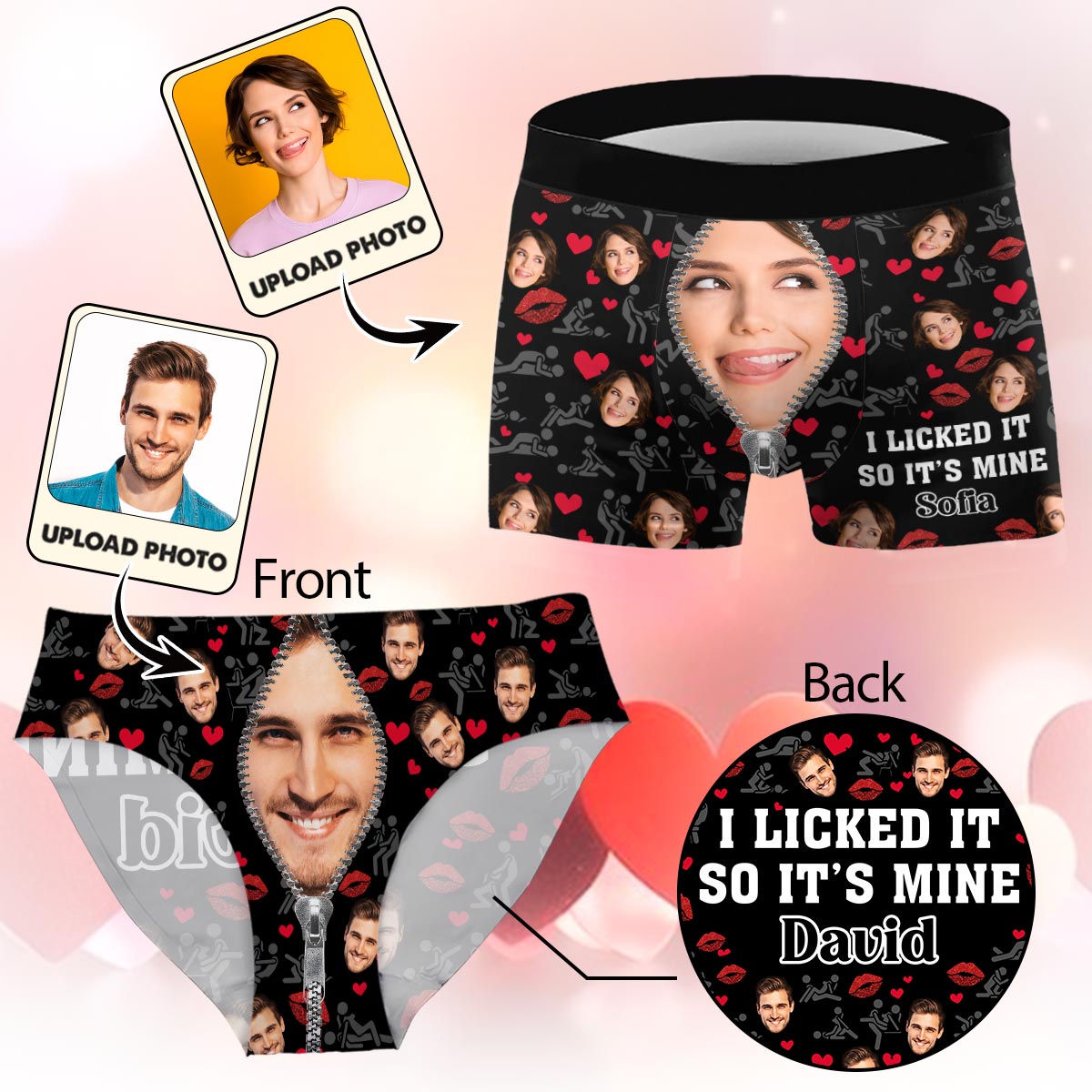 Je l'ai léché, alors il est à moi - Slips personnalisés pour couples (femme et homme)
