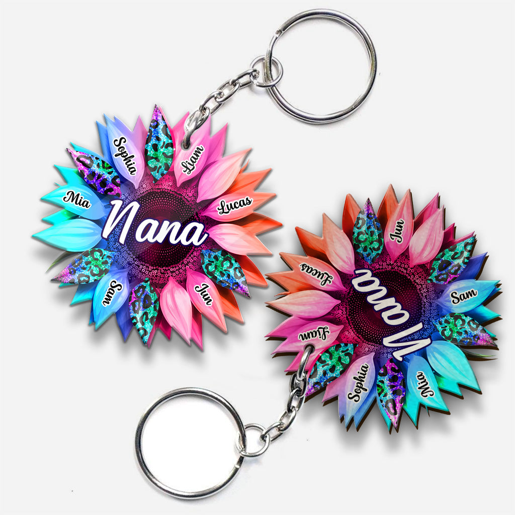 Grand-mère Maman Tournesol - Porte-clés personnalisé Grand-mère