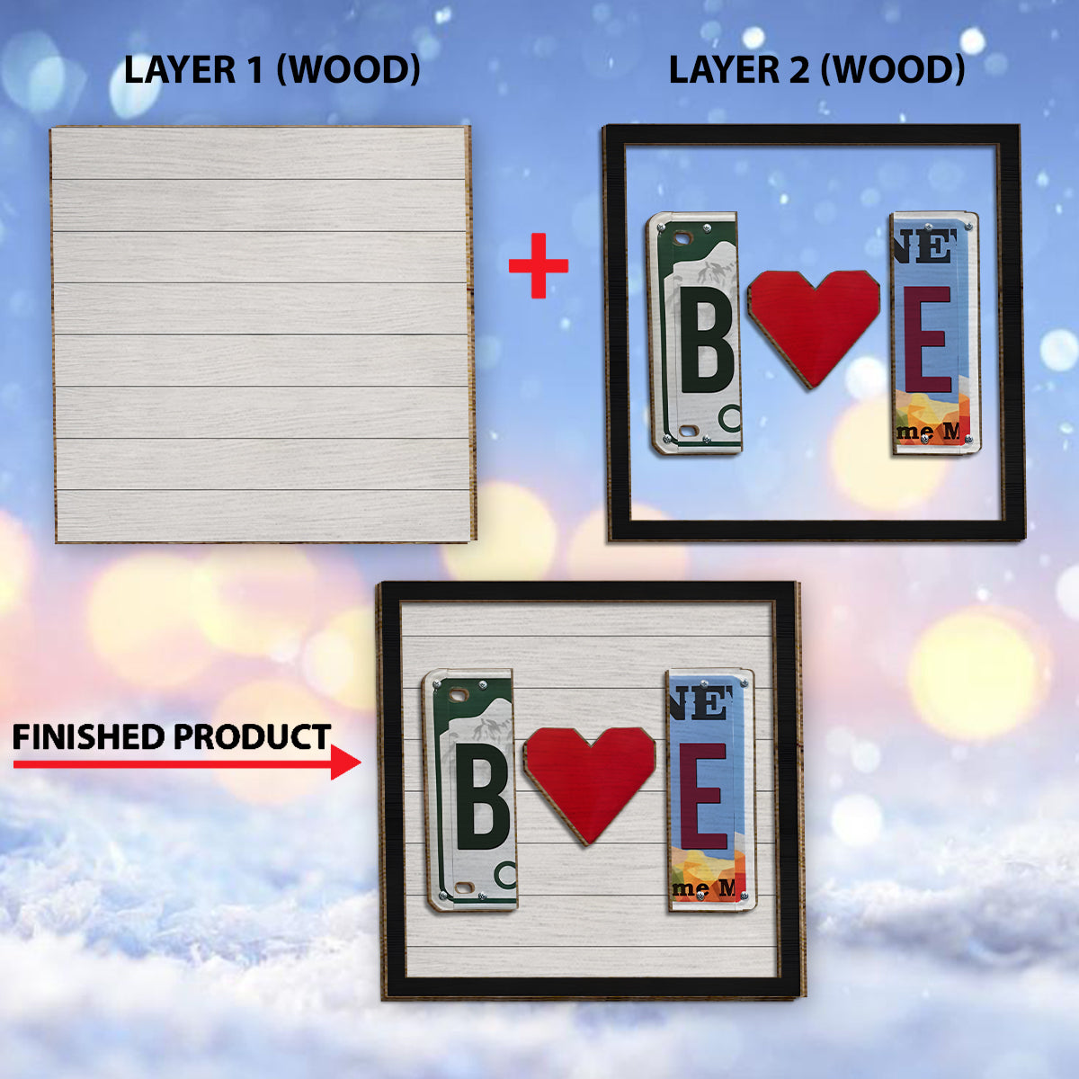 Plaque d'immatriculation personnalisée pour couple (2 couches) - Lettre au choix