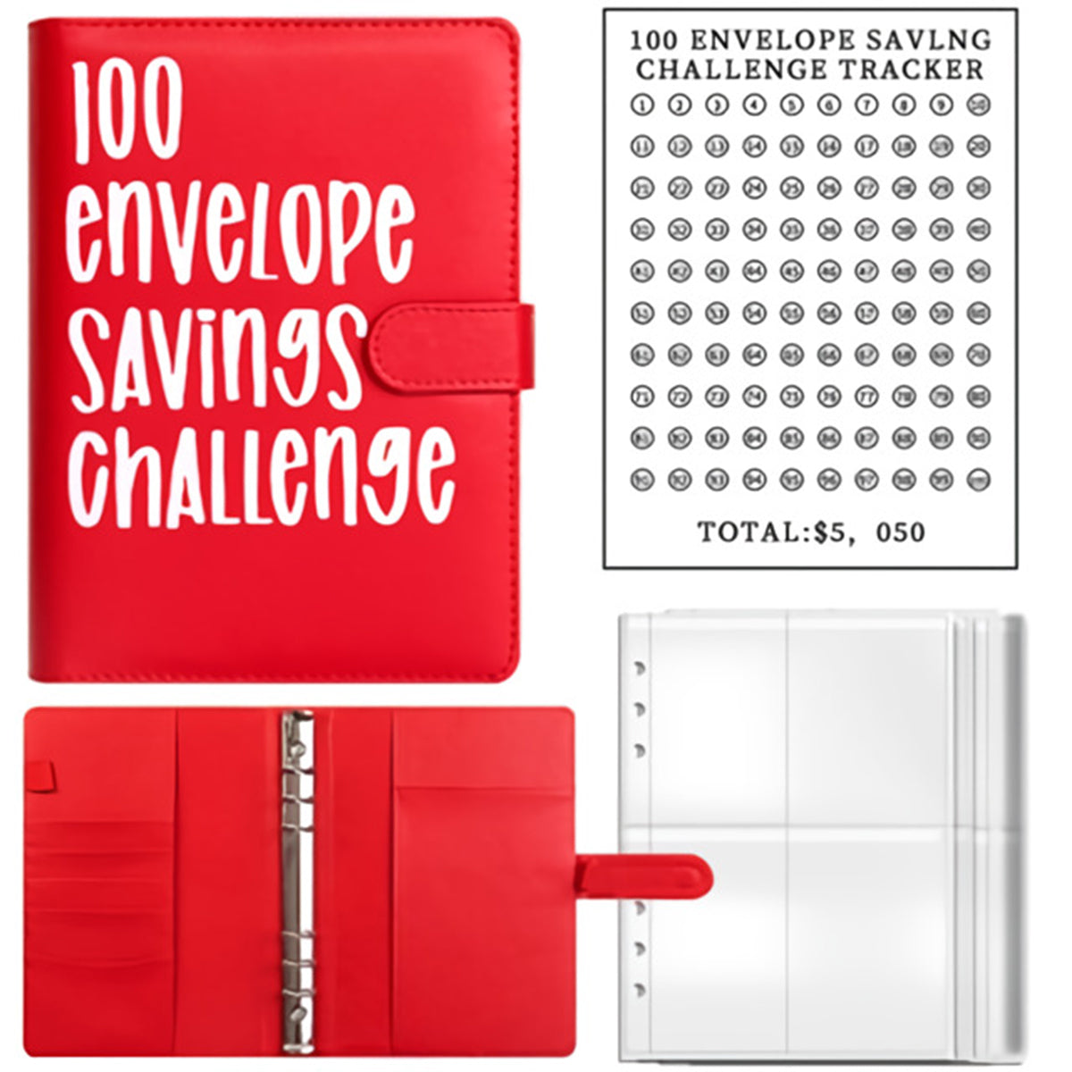 Money Saving Book - 100 Envelopes Money Saving Book Challenge