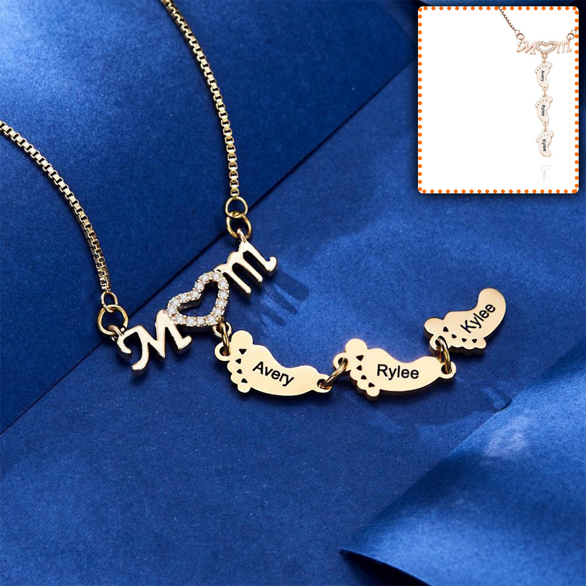 Collier personnalisé avec gravure des pieds de bébé - Collier pour maman