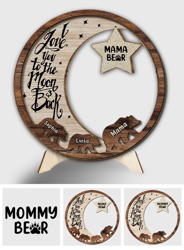Plaque en bois personnalisée « Maman Ours » (titre au choix) - Panneau en bois double couche - Personnalisation possible