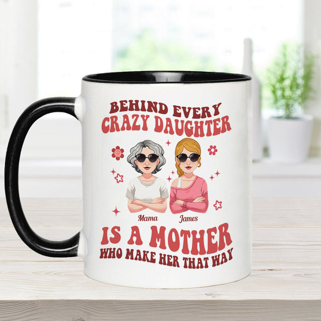 Derrière chaque fille/fils fou/folle - Mug personnalisé pour maman