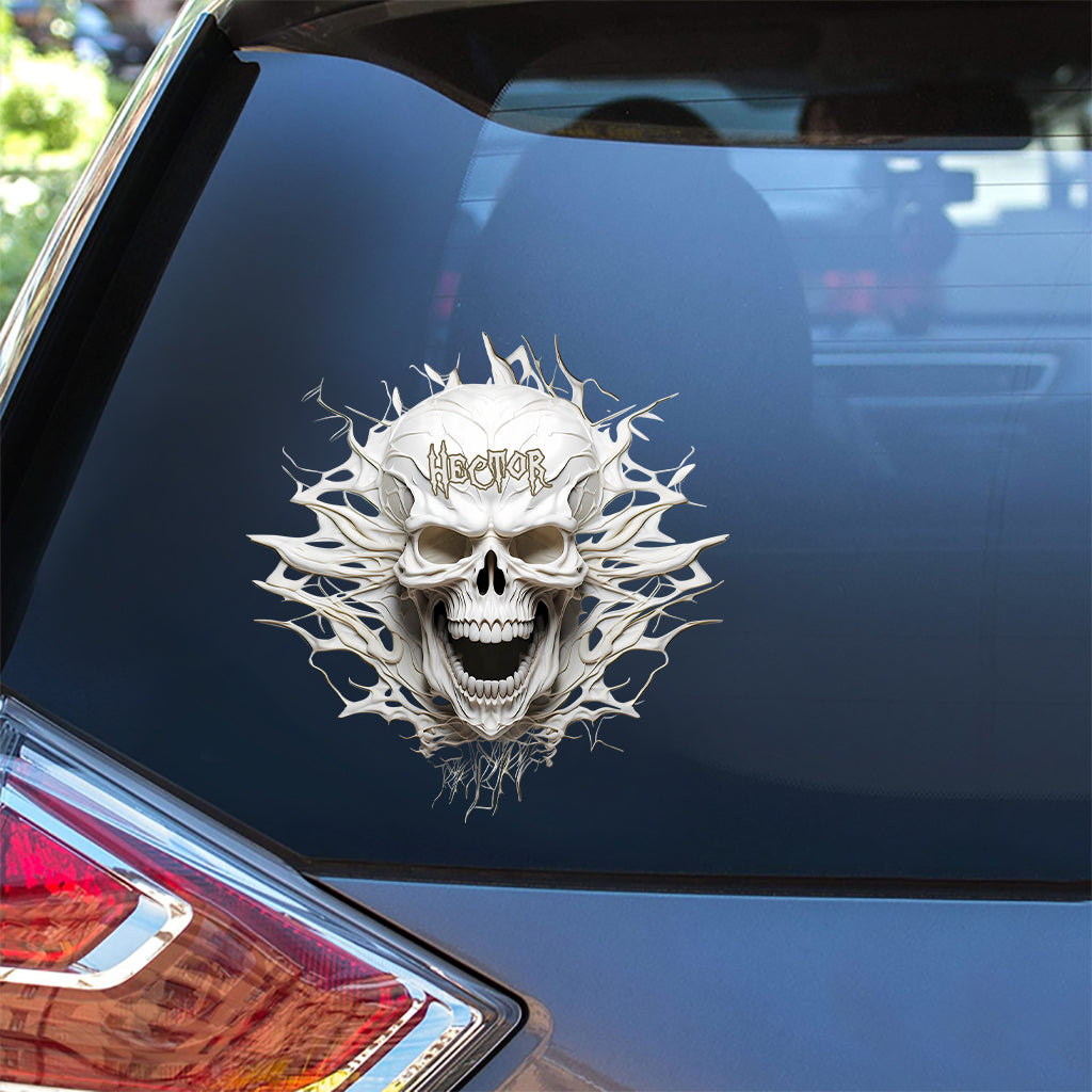 White Skull - Personalized Skull Decal Full