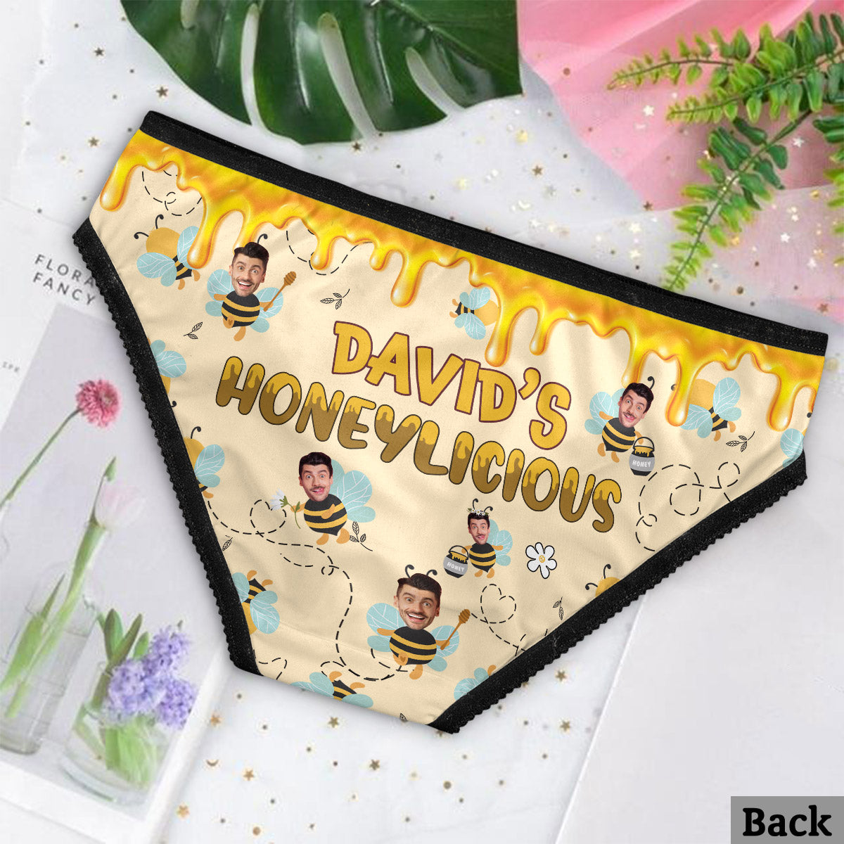 My Honeylicious - Culottes pour femmes personnalisées avec bordure en dentelle pour couples