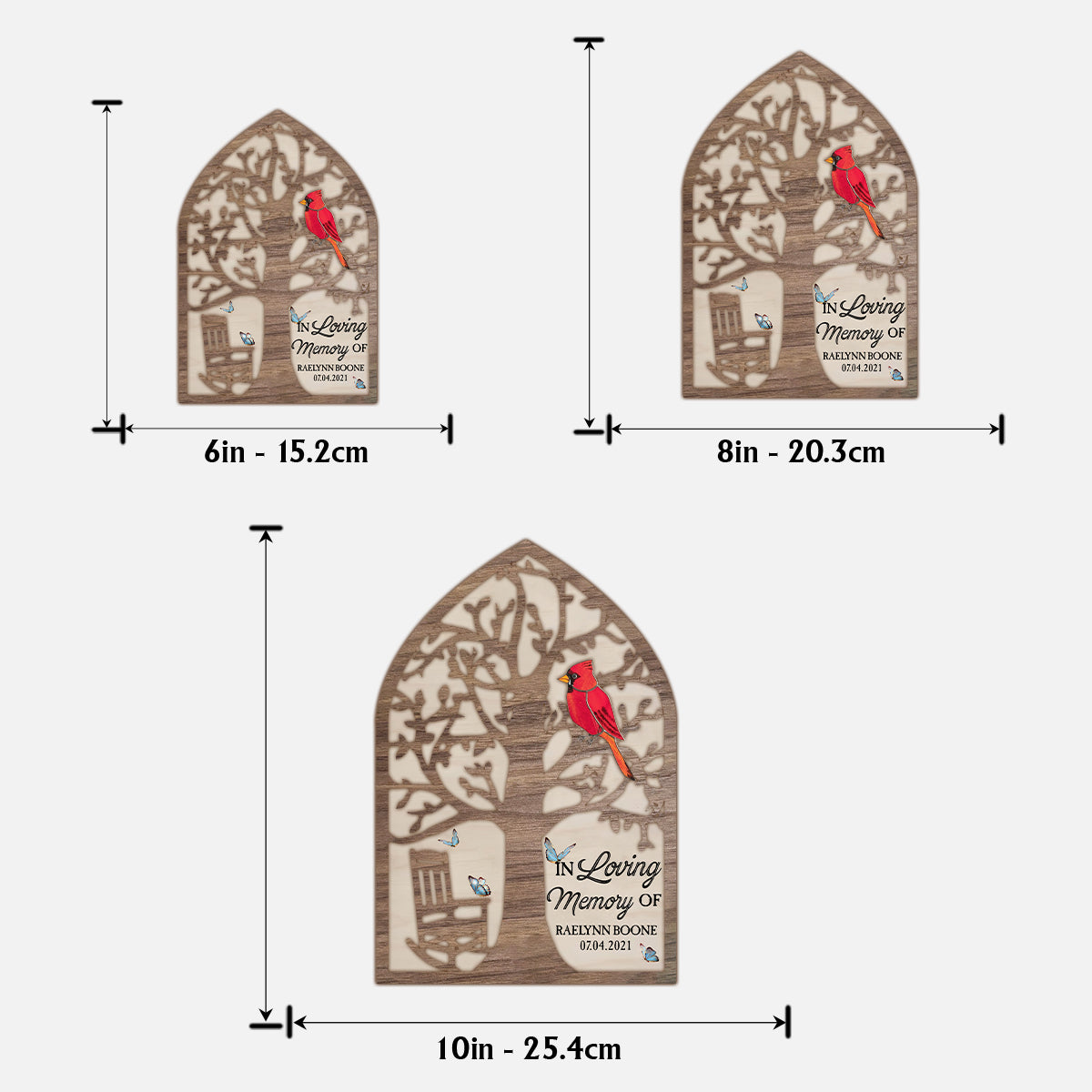 Fauteuil commémoratif Cardinal rouge - Plaque commémorative personnalisée en bois double couche