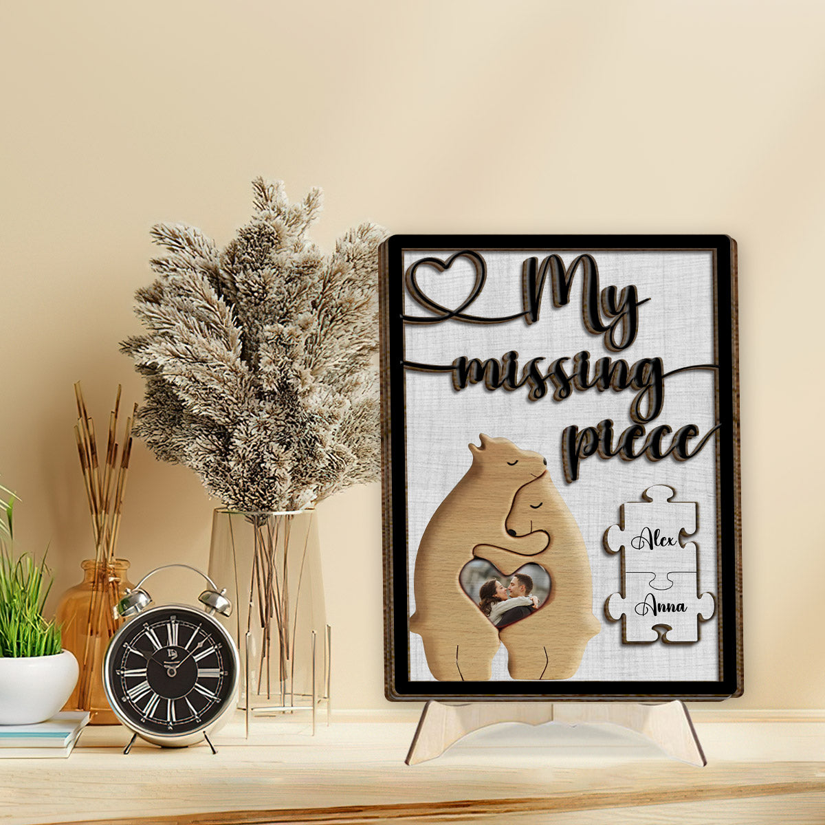 Ma pièce manquante - Panneau/Plaque en bois personnalisé(e) pour couple, 2 couches