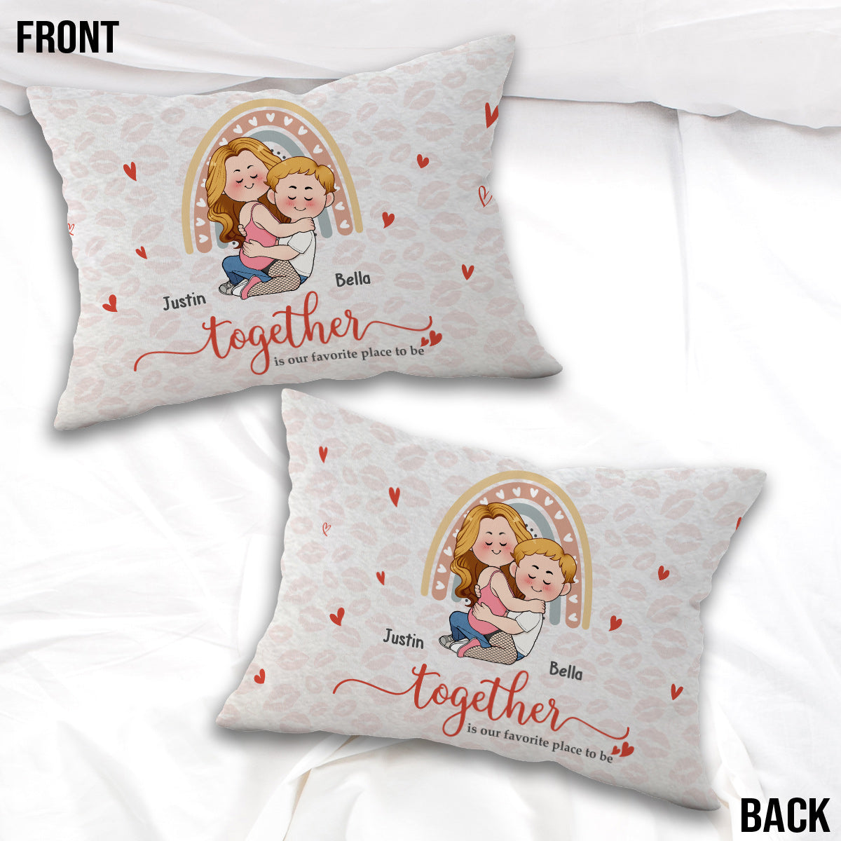 Être ensemble, c'est notre endroit préféré - Housse de coussin rectangulaire personnalisée pour couple