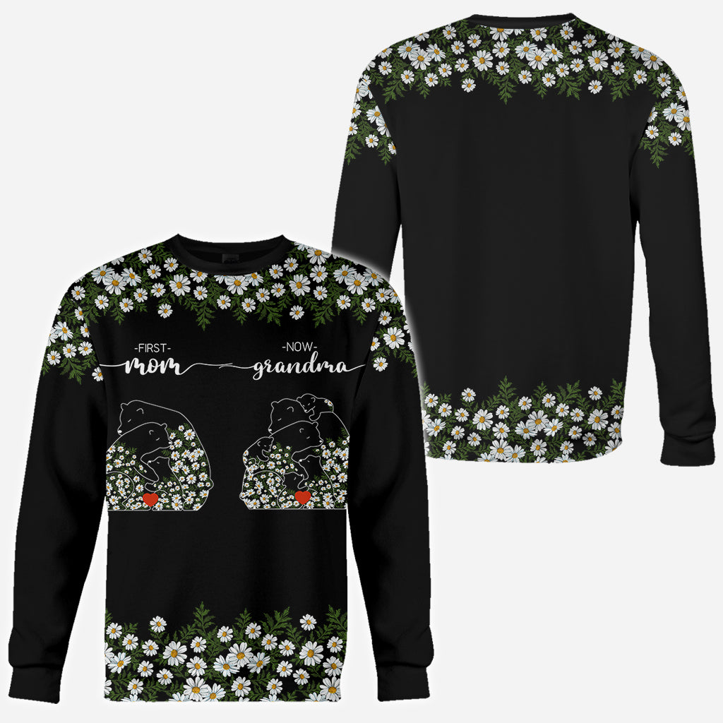 Première maman, maintenant grand-mère Bear Daisy - T-shirt personnalisé « Grand-mère »