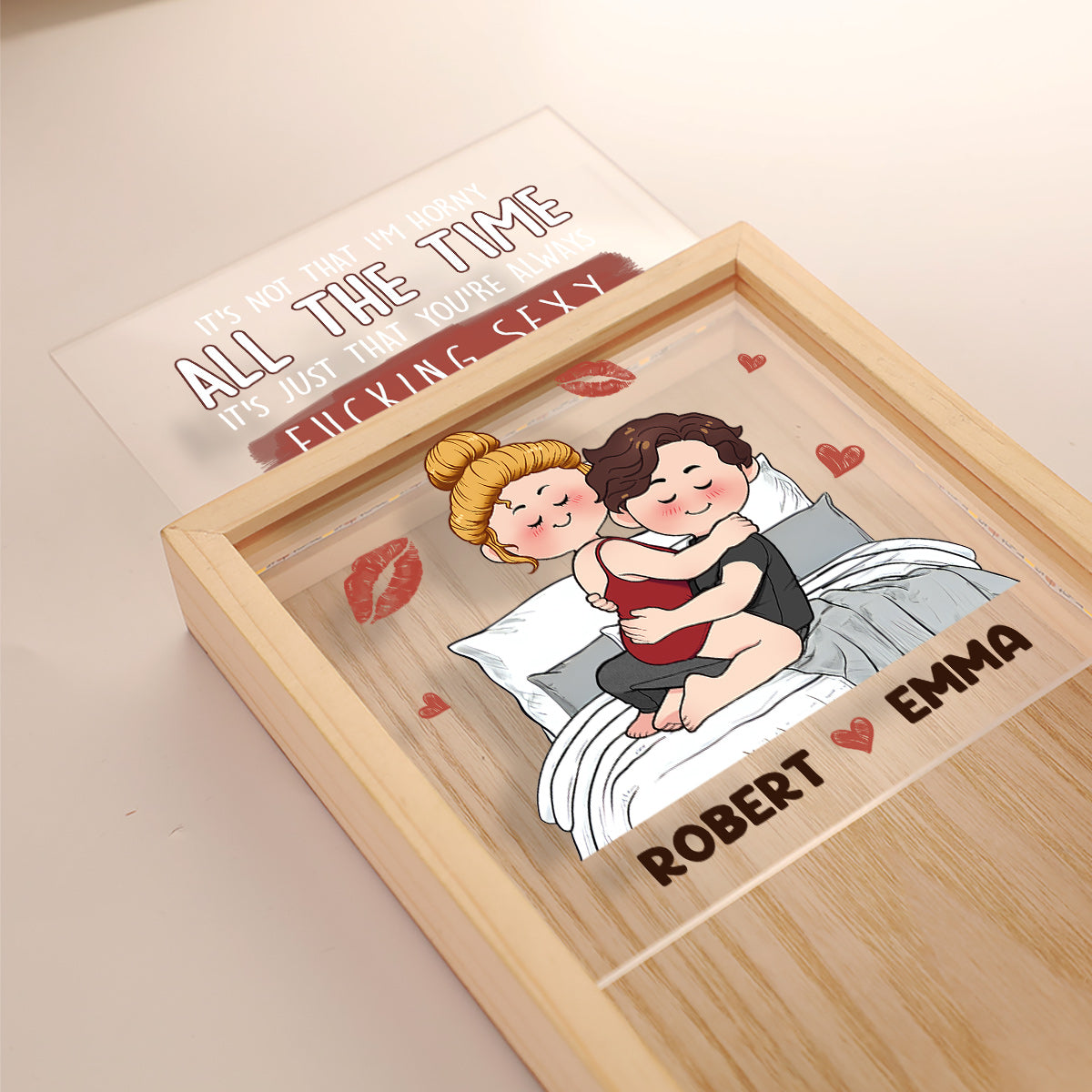 Je t'aime - Cadre photo personnalisé pour couple avec boîte lumineuse