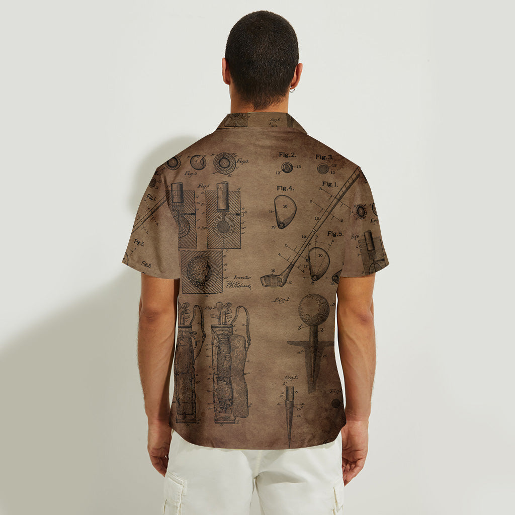 Chemise hawaïenne de golf personnalisée Vintage Golf - Nom personnalisé