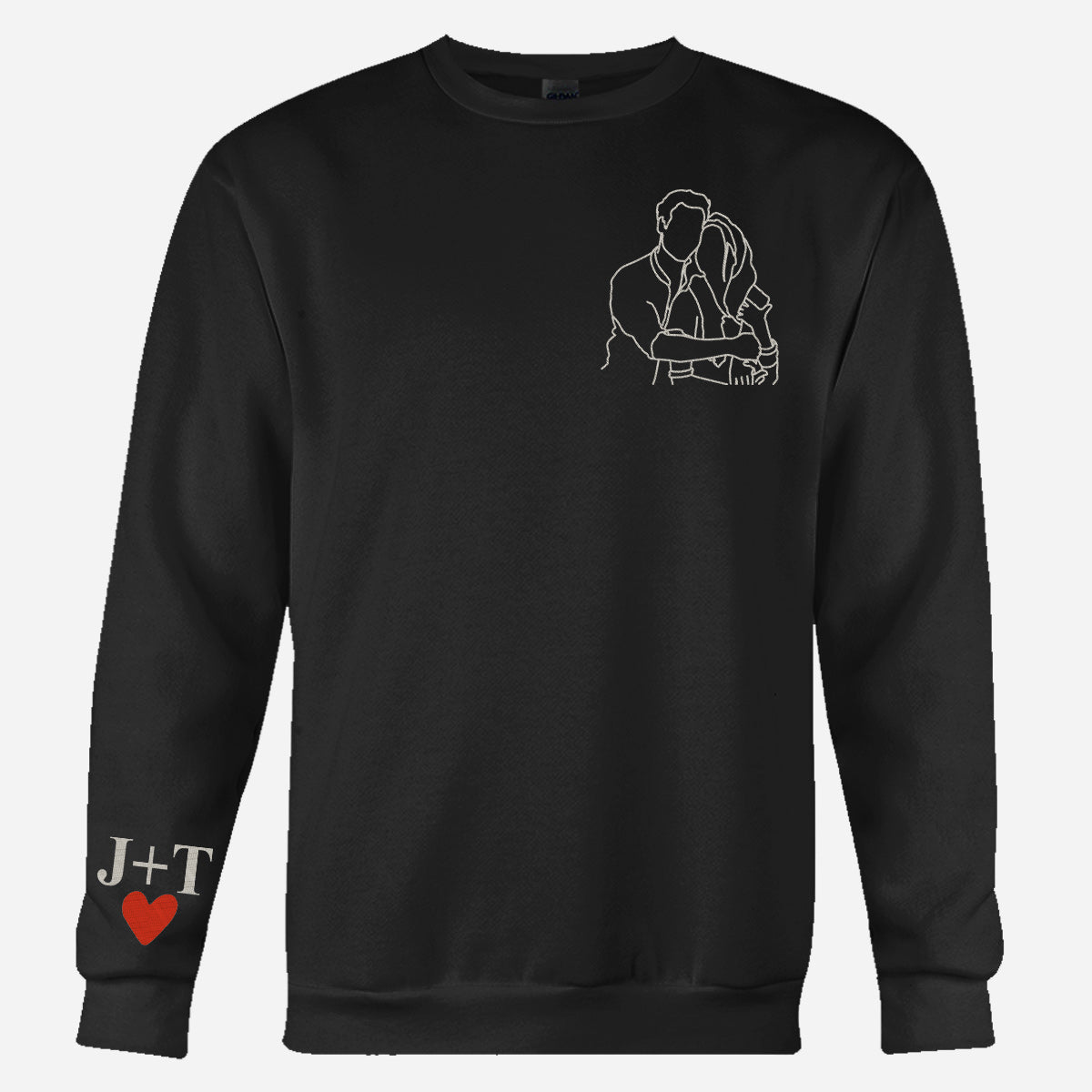 Pull brodé personnalisé pour couple avec photo au trait