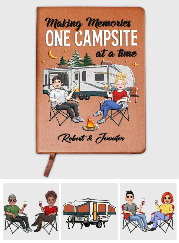 Créer des souvenirs, un camping à la fois - Carnet de camping personnalisé en cuir