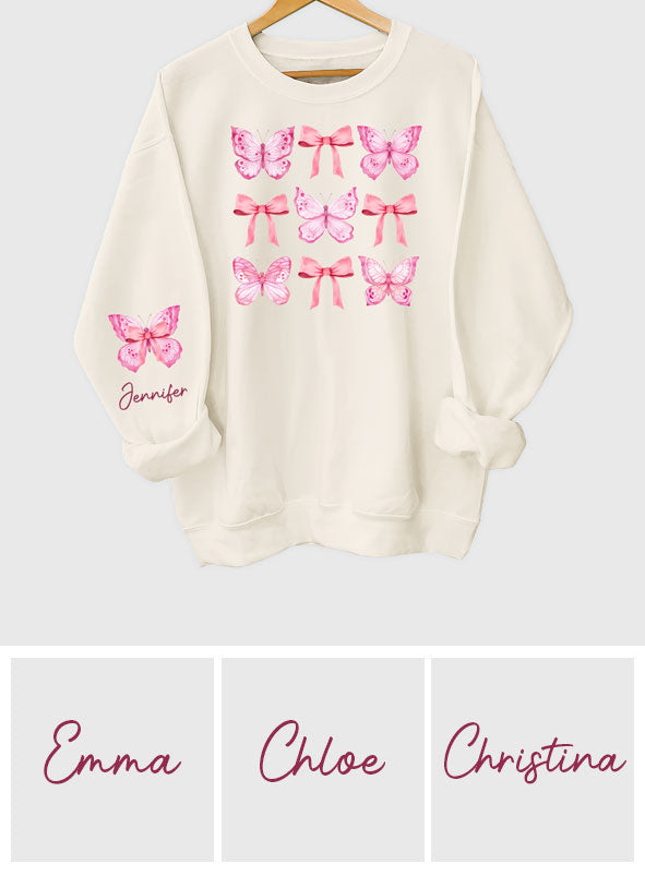 Pink Ribbon Coquette Bow Watercolor Butterfly - Personalized Butterfly All Over Shirt
