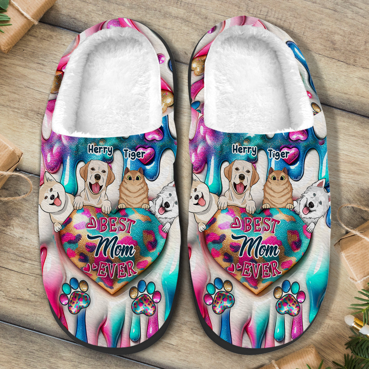 Meilleure maman du monde - Pantoufles personnalisées pour chiens
