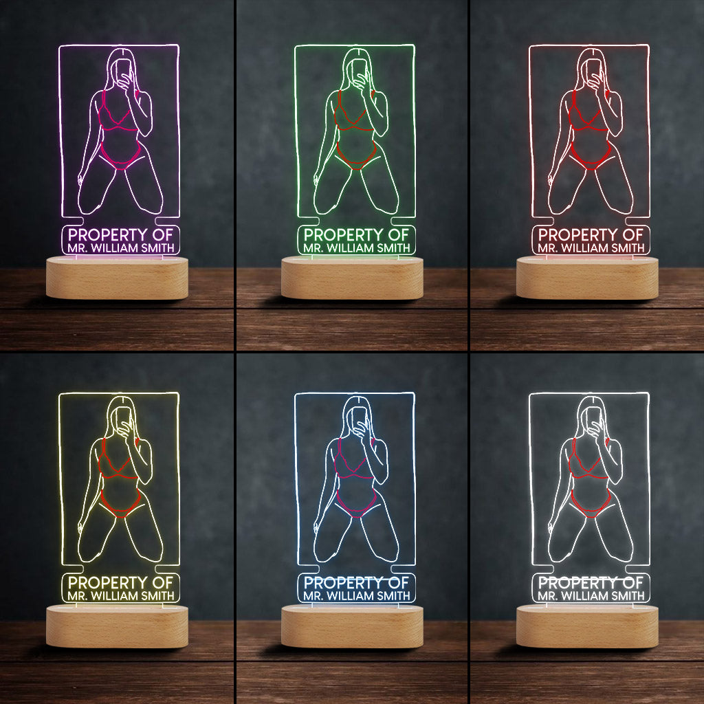 Property Of My Boyfriend/ Girlfriend - Personalized Couple Shaped Plaque Light Base