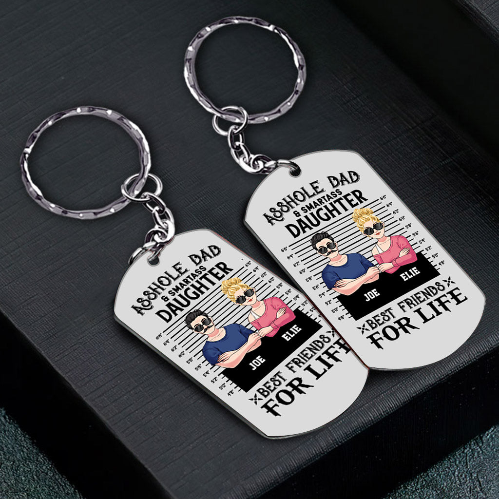 Porte-clés personnalisé en acier inoxydable « Papa/Maman et Fille/Fils malin »