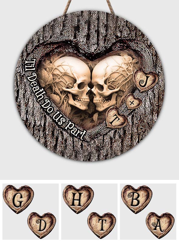 Til Death Do Us Part - Personalized Couple Round Wood Sign