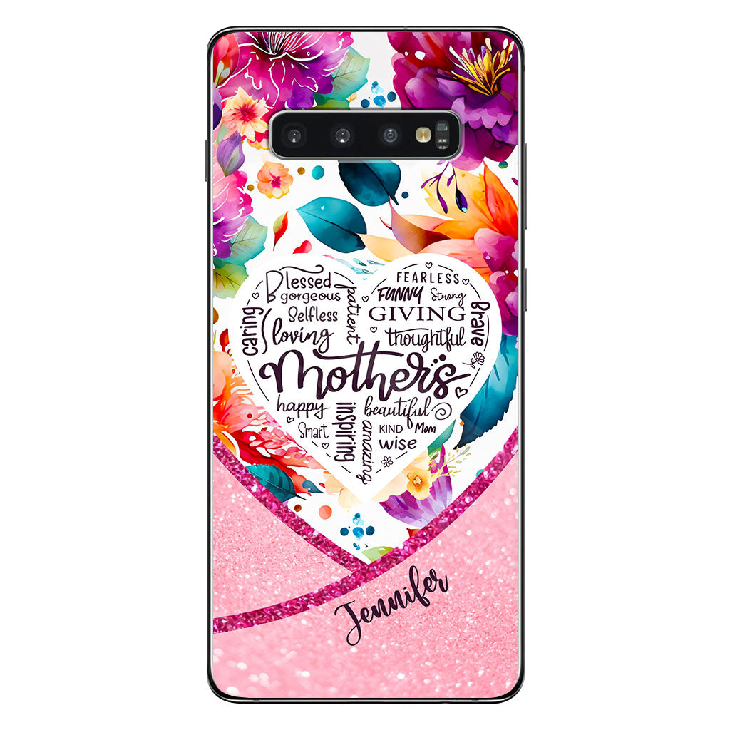 Coque de téléphone transparente personnalisée « Maman est belle » à motif floral vibrant