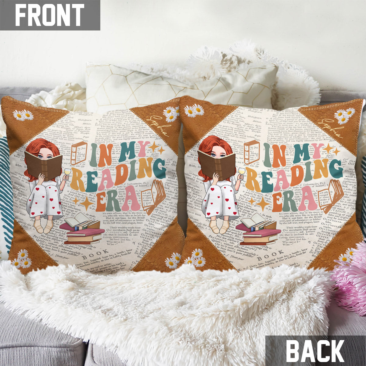 Coussin décoratif personnalisé « À l’époque de ma lecture »