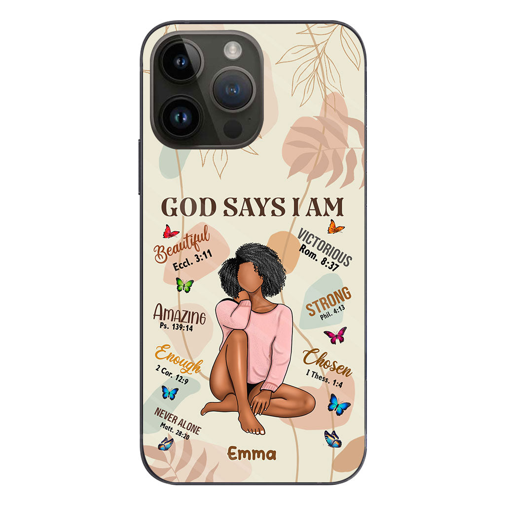God Says I Am - Personalized African American Phone Case