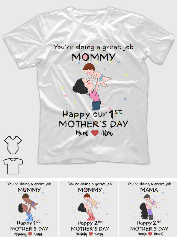 Tu es une super maman ! Bonne fête des mères ! - T-shirt et body personnalisés pour maman et bébé