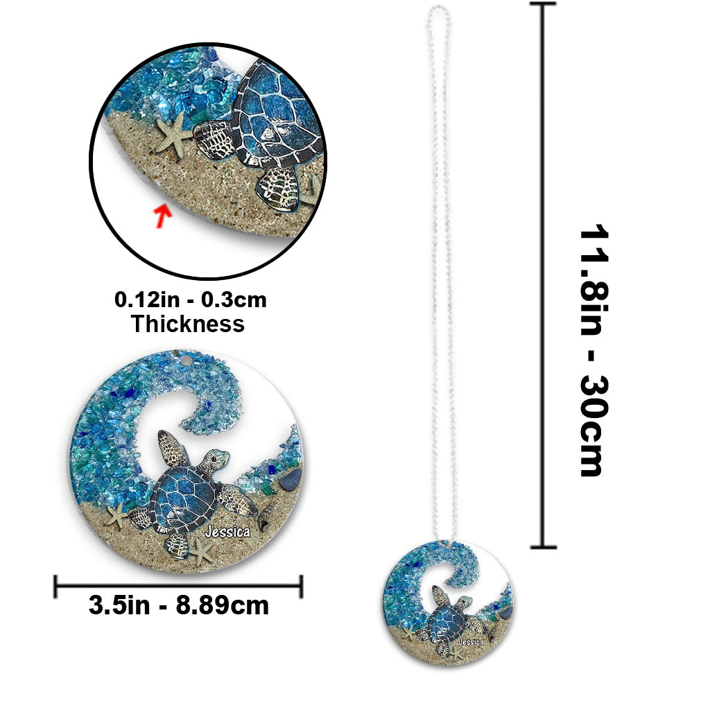 Turtle Sea Glass - Personalized Turtle Transparent Car Ornament