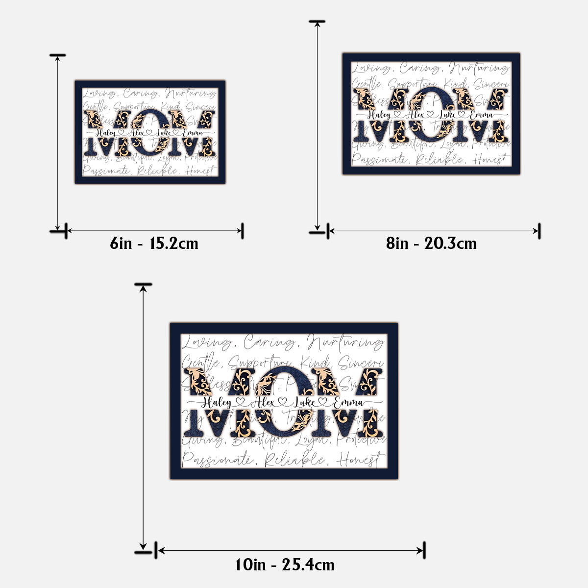 Mom With Kids' Names - Personalized Mother 2 Layered Wood Sign / Wood Plaque