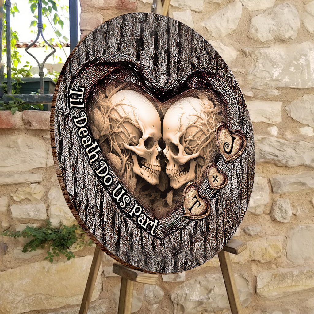 Til Death Do Us Part - Personalized Couple Round Wood Sign