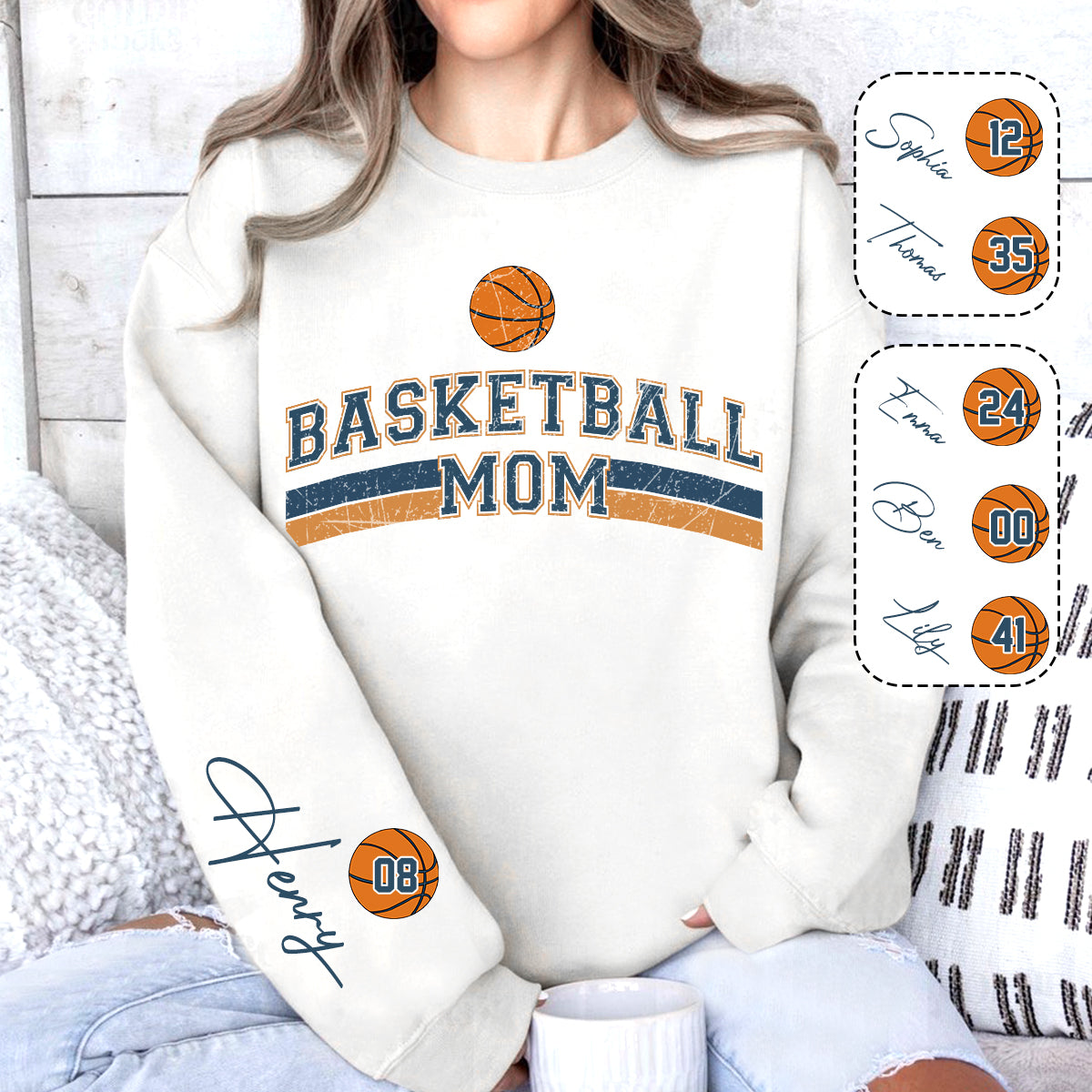Maman de basketteur avec le nom et le numéro de son enfant - T-shirt de basket personnalisé intégral