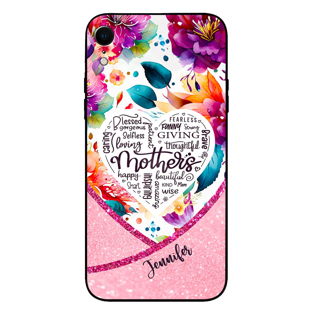 Coque de téléphone transparente personnalisée « Maman est belle » à motif floral vibrant